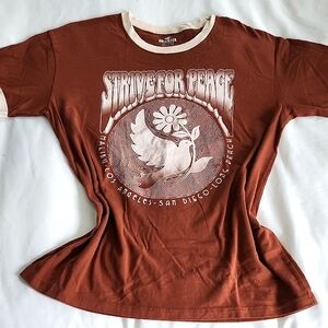 Hollister Graphic T-Shirt with Peace Design